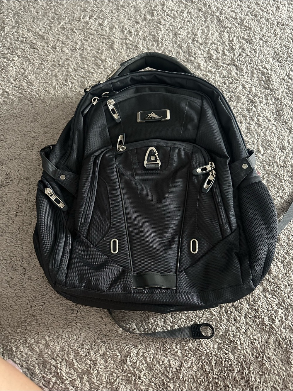 Black Travel Backpack with Multiple Compartments - High Sierra